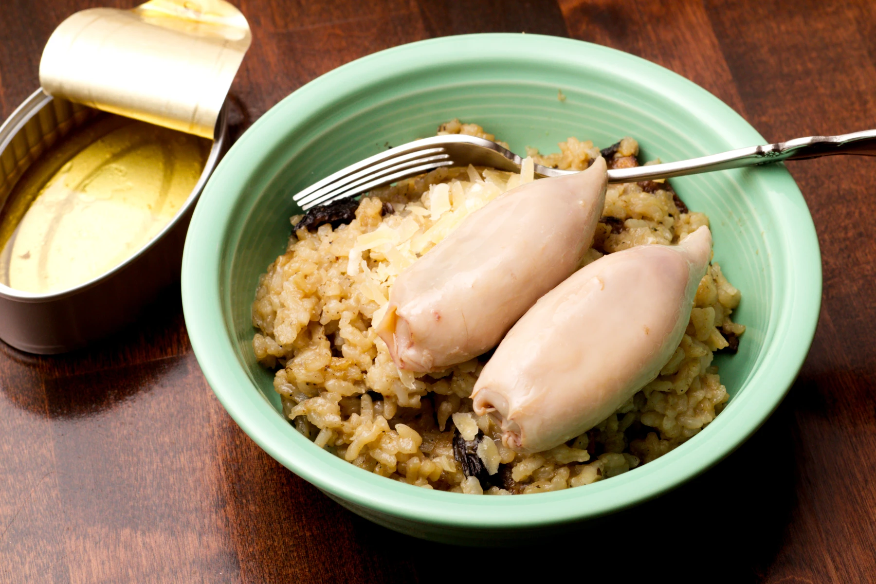 Stuffed squid on risotto