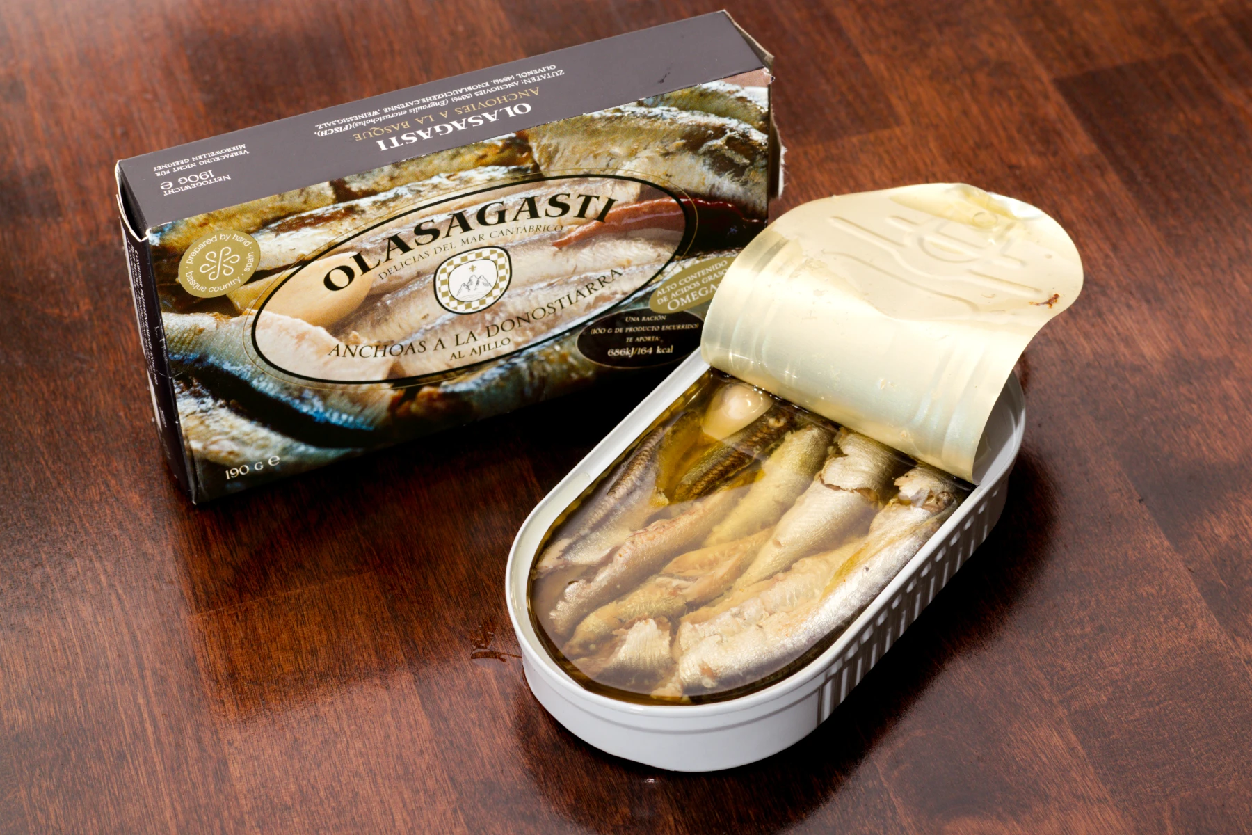 Beautifully packed anchovies in olive oil